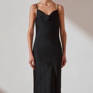 NWT Shona Joy Cowl Neck Satin Maxi, Black size 8